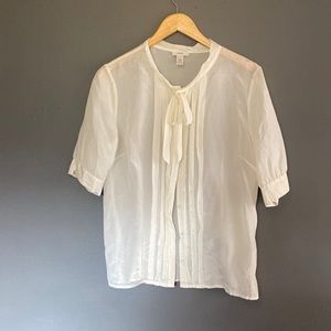 J Crew gorgeous cotton silk cream blouse